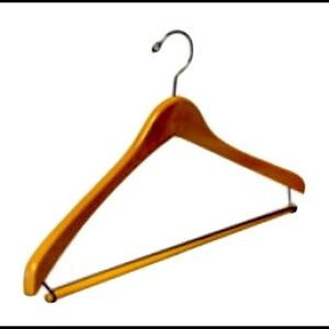 Natural Wood Suit Hangers w/ Trouser Bar – 6 Pack